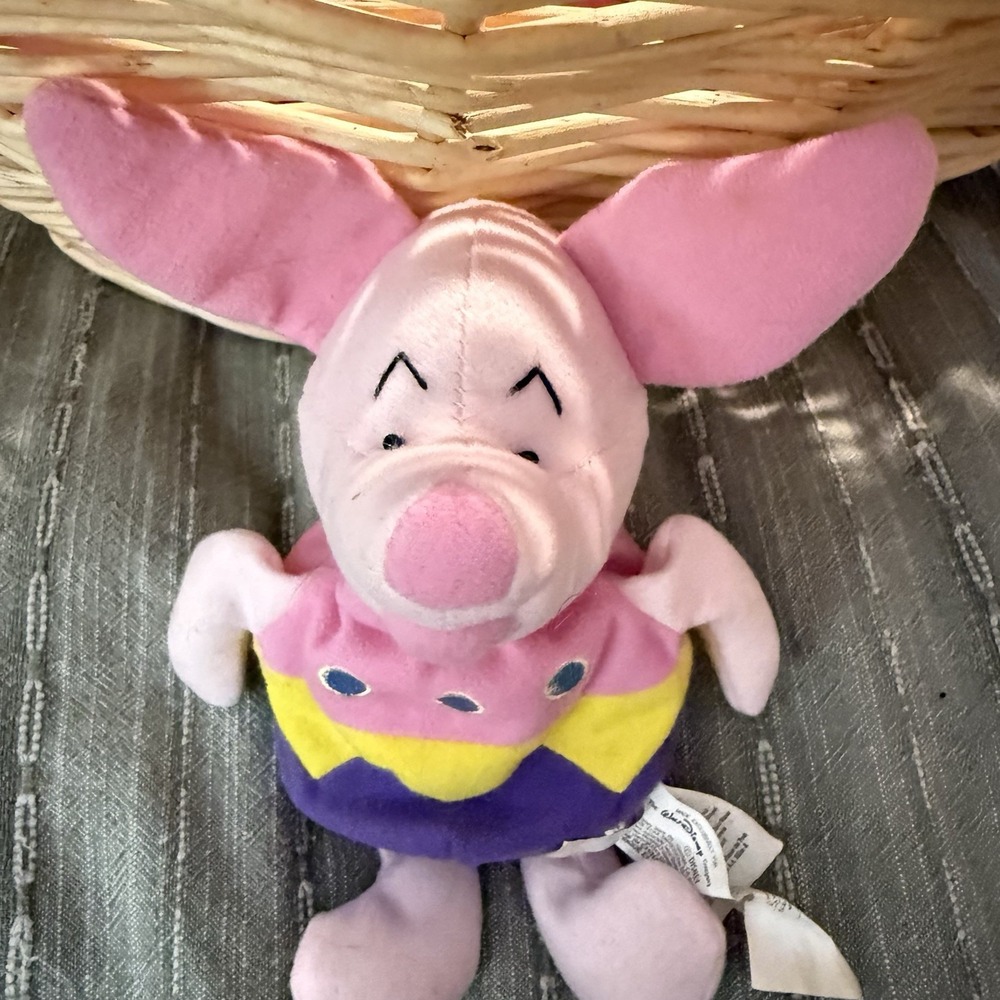 Disney Store‎ Easter Egg Piglet 7" Stuffed Animal Mini Bean Bag Plush Spring VTG - Picture 4 of 8